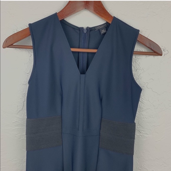 Ann Taylor Navy Sheath Dress w Black Waist Detail - Picture 4 of 5